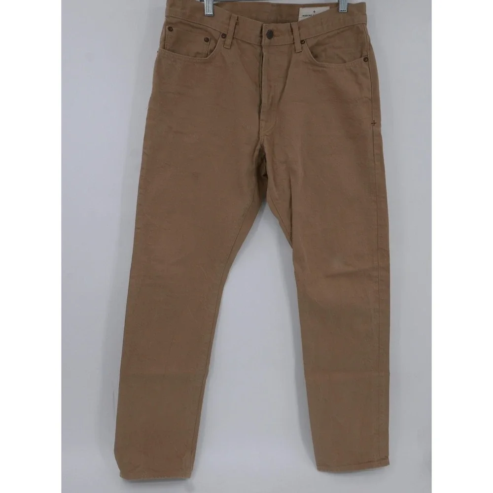 Imogene And Willie Barton Slim Straight Jeans Mens 33x34 Beige Selvedge Denim